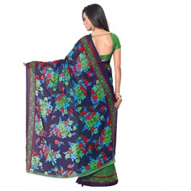 Kashvi Sarees Faux Georgette Green & Multi Color Printed Saree With Blouse Piece ( 1107_1 )