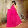 Decent Pink Floral Printed Faux Georgette Saree With Blouse Piece 