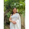 Plain Fashion Chiffon Saree  (White)