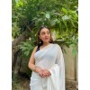 Plain Fashion Chiffon Saree  (White)