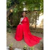 Plain Fashion Georgette Saree  (Red)