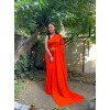 Plain Fashion Georgette Saree  (Orange)