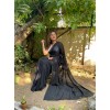Plain Fashion Georgette Saree  (Black)