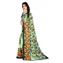 Floral Print Daily Wear Georgette Saree  (Light Green)