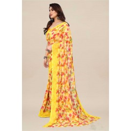kashvi sarees  Floral Print Daily Wear Georgette Saree  (Yellow)