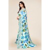 kashvi sarees  Floral Print, Geometric Print Daily Wear Georgette Saree  (Light Blue, White, Green)