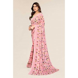 kashvi sarees  Geometric Print Daily Wear Georgette Saree  (Pink)