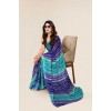 kashvi sarees  Paisley, Striped, Printed Bandhani Georgette Saree  (Blue, Light Blue)