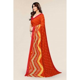 kashvi sarees  Paisley, Geometric Print Daily Wear Georgette Saree  (Orange, Red)