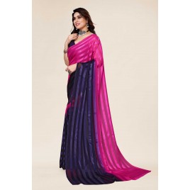 Kashvi Sarees Ombre, Striped Bollywood Georgette Saree  (Pink,Blue)