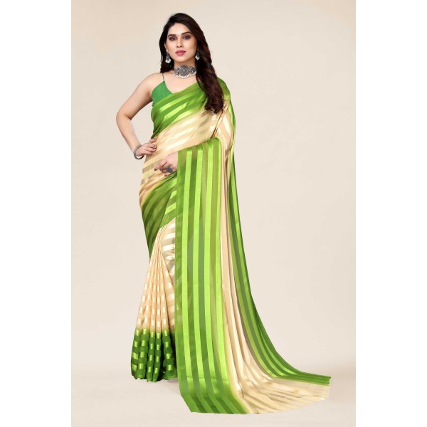Kashvi Sarees Ombre, Striped Bollywood Georgette Saree  (Chiku, Green)