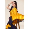 Kashvi Sarees Embellished, Ombre, Striped Bollywood Satin Saree  (Yellow, Blue)