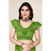 Kashvi Sarees Embellished, Ombre, Striped Bollywood Satin Saree  (Green, Chiku)