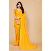 Embellished, Solid/Plain Bollywood Georgette Saree  (Yellow)