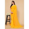 Embellished, Solid/Plain Bollywood Georgette Saree  (Yellow)