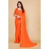 Embellished, Solid/Plain Bollywood Georgette Saree  (Orange)