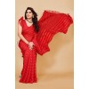 Striped Bollywood Satin Saree  (Red)