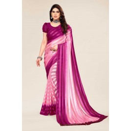 Striped Bollywood Satin Saree  (Purple, Pink)