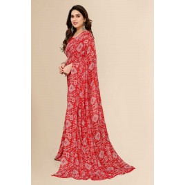 Printed Daily Wear Georgette Saree (Red)