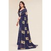 Kashvi Sarees Checkered, Floral Print Daily Wear Georgette Saree  (Dark Blue)