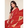 Kashvi Sarees Checkered, Floral Print Daily Wear Georgette Saree  (Red)