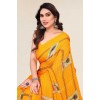 Kashvi Sarees Checkered, Floral Print Daily Wear Georgette Saree (Yellow)