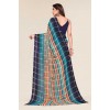 Kashvi Sarees Striped, Floral Print Daily Wear Georgette Saree (Dark Blue, Blue)