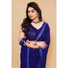 Embellished, Solid/Plain Bollywood Georgette Saree  (Dark Blue)
