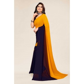 Ombre Bollywood Georgette Saree  (Yellow, Blue)