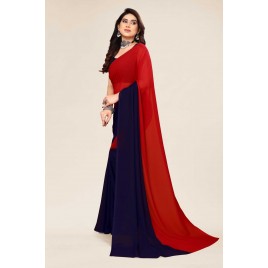 Ombre Bollywood Georgette Saree  (Red, Blue)