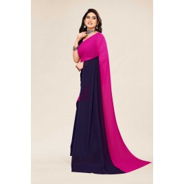 Ombre Bollywood Georgette Saree  (Pink, Blue)