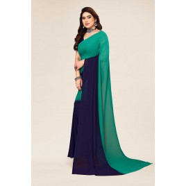 Ombre Bollywood Georgette Saree  (Green, Blue)
