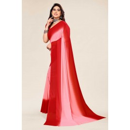 Ombre Bollywood Georgette Saree  (Red, Pink)
