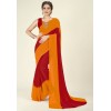 Dyed, Striped Fashion Georgette Saree  (Red, Yellow)