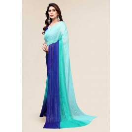 Embellished, Ombre Bollywood Satin Saree  (Light Blue, Dark Blue)