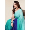 Embellished, Ombre Bollywood Satin Saree  (Light Blue, Dark Blue)
