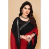Embellished, Ombre, Solid/Plain Bollywood Georgette Saree  (Red, Black)