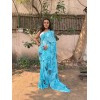 Printed, Paisley, Ombre Daily Wear Georgette Saree  (Light Blue)