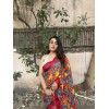Floral Print Daily Wear Georgette Saree  (Red)