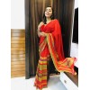 Kashvi Sarees Faux Georgette Red & Multi Color Printed Saree With Blouse Piece ( 1164_1 )