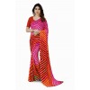 kashvi sarees  Striped, Printed Bollywood Georgette Saree  (Pink, Orange, Red)