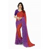 kashvi sarees  Striped, Printed Bollywood Georgette Saree  (Red, Purple)