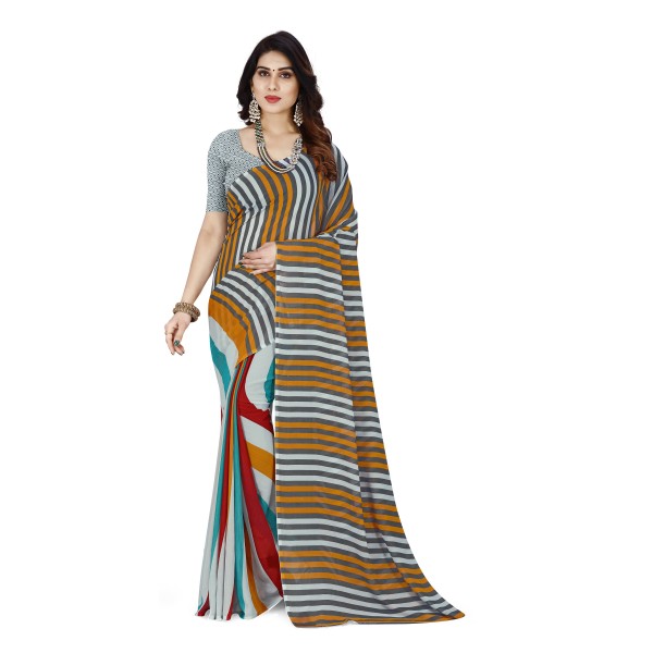 kashvi sarees Striped Daily Wear Georgette Saree  (Multicolor)