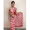 Printed Daily Wear Georgette Saree  (White, Red)
