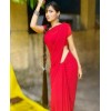 Plain Daily Wear Poly Georgette Saree  (Red)