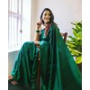 Solid Fashion Satin Blend Saree  (Green)