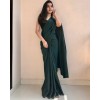 Solid Fashion Satin Blend Saree  (Green)