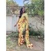 Geometric Print Daily Wear Georgette Saree  (Red, Yellow)
