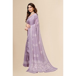 Kashvi Sarees Printed, Floral Print Bollywood Chiffon Saree  (Purple)