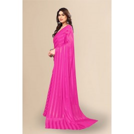 Striped Bollywood Satin Saree (Pink)